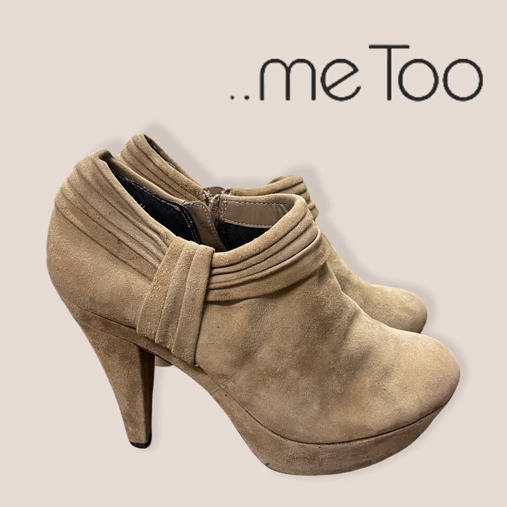 Me Too Tan Suede Platform Ankle Booties 7